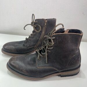 Freebird Pendleton Men's 12 Brown Leather Lace Distressed Boots Moto Combat Zip